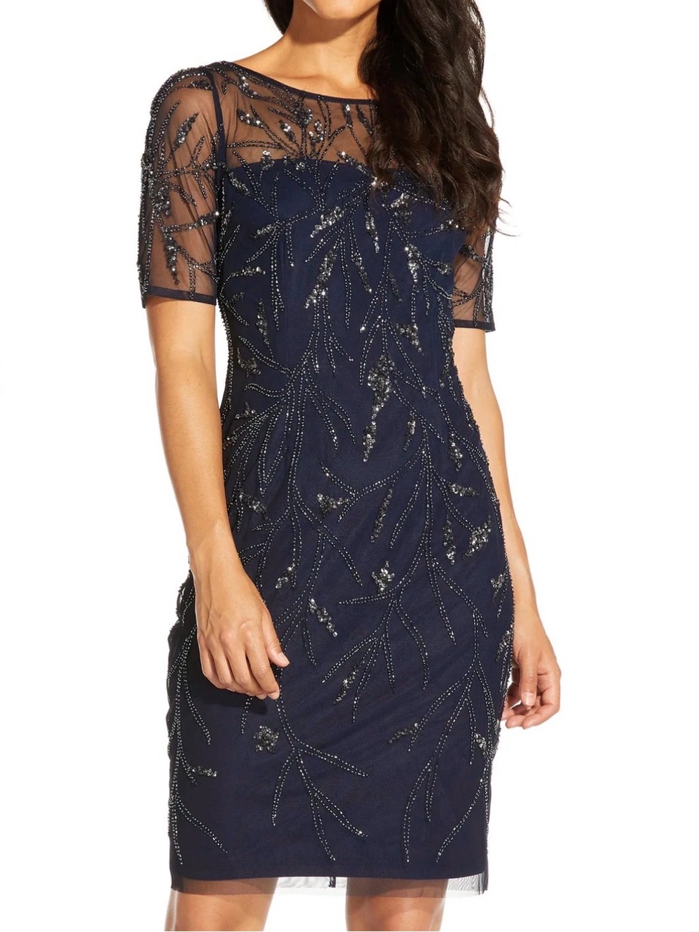 ✨NWT✨ Adrianna Papell Navy Beaded Midi Dress